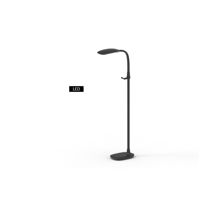 Adjustable Black Arc LED Floor Lamp with Magnifier
