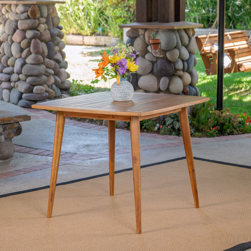Indoor Square Acacia Wood Patio Dining Table, Brown