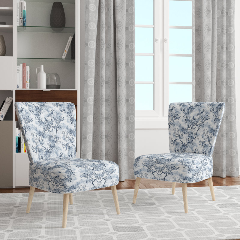 Chaise d'appoint French Country - Fauteuil d'appoint bleu Timeless Toile, Chaise d'appoint sans accoudoirs