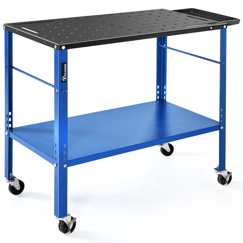 35'' H X 36'' W X 18'' D Welding Table, Adjustable Height Workbench with Shelf