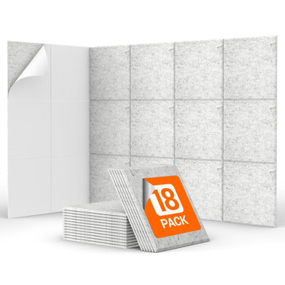 18 Pack Sound Proofing Panels Self-adhesive, 30x30x0,9cm Square Acoustic Wall Absorbing Panels, High Density Insulation Treatment Soundproofing Panels For Recording Studio, Home, Offices, Grey
