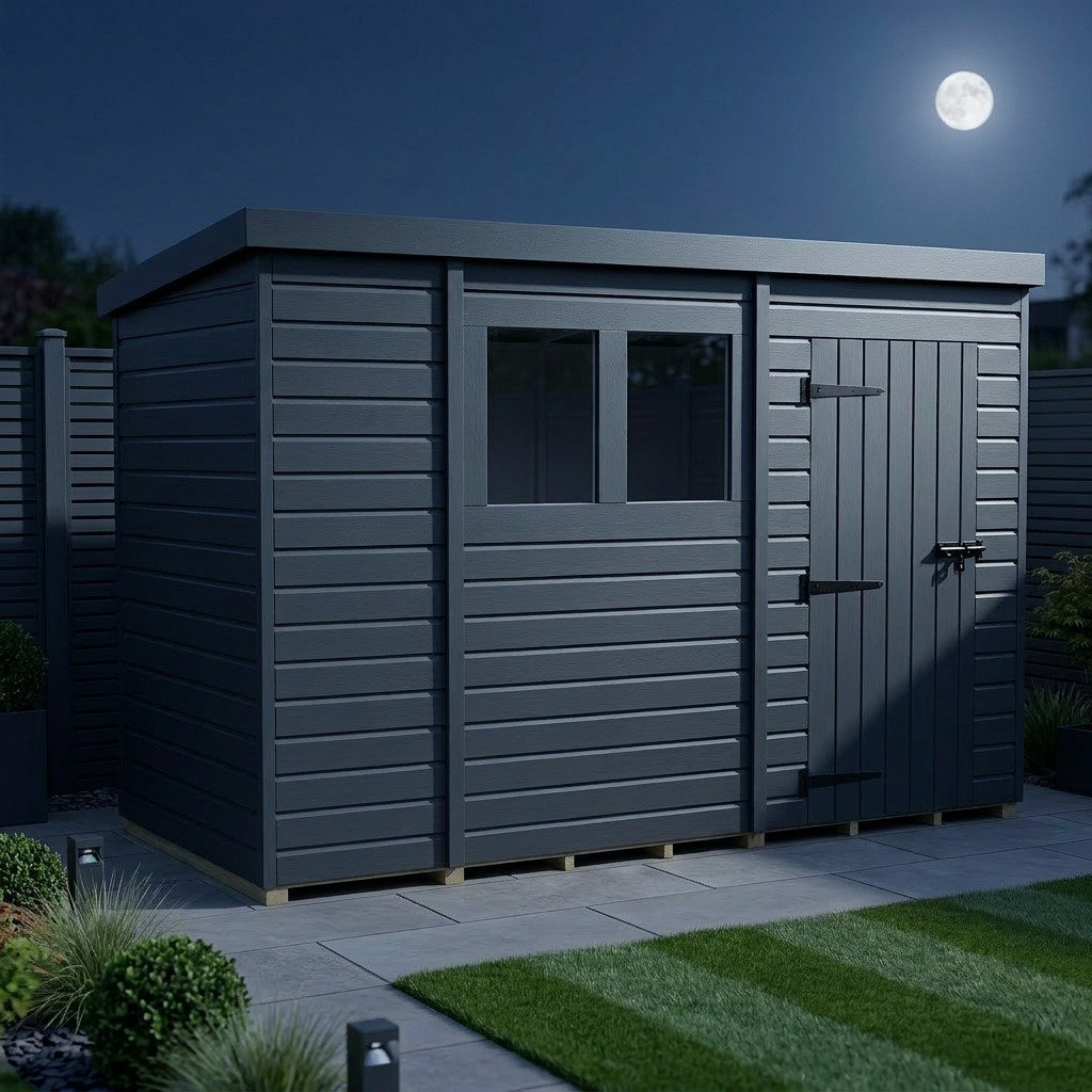 Total Sheds 10ft x 6ft Composite Pent Garden Shed - Single Door - With Windows - EPDM Rubber Roof - UK Manufactured