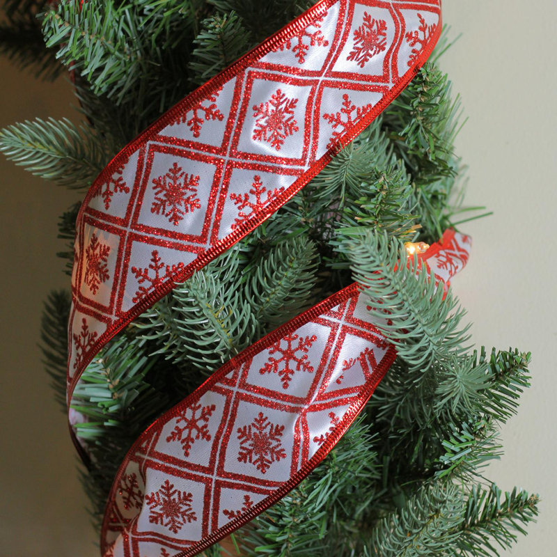 Bobines de ruban de Noël câblées blanches et rouges Club