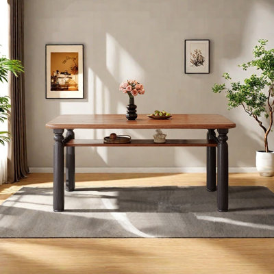 Rubber wood ripple dining table