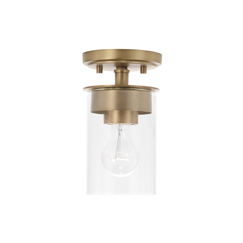 Mini-luminaire suspendu en verre transparent l 5 po x H 8 po Eline Elstone, Laiton vieilli