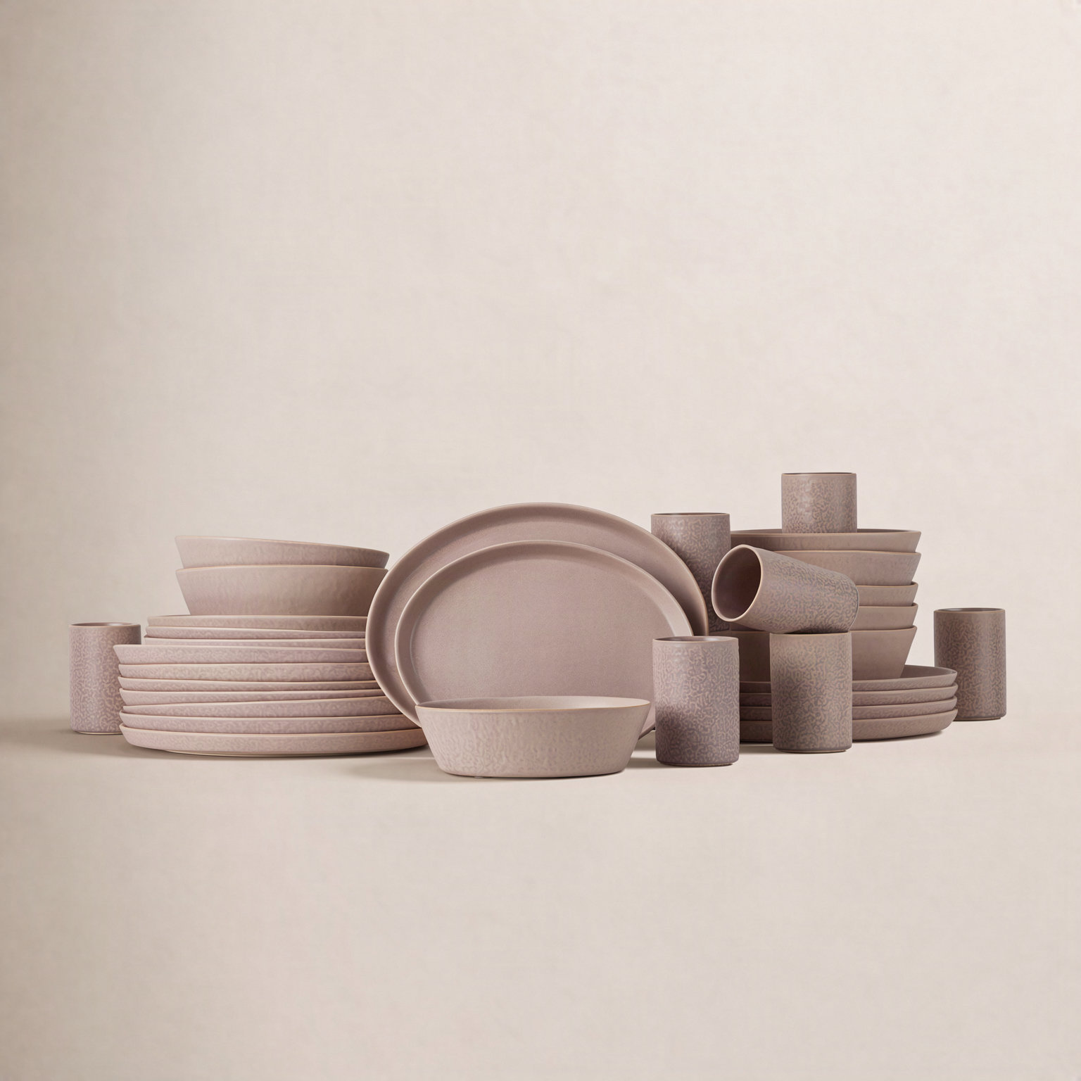Katachi Stoneware Dinnerware Set, Pink