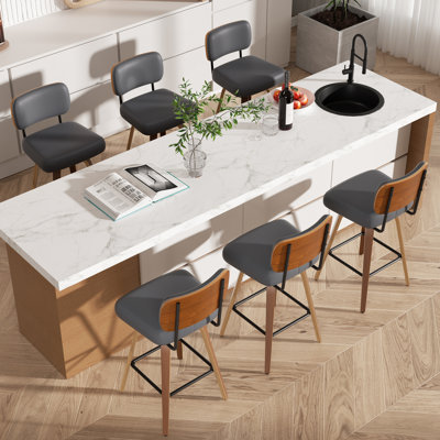 Swivel Upholstered Bar Height Stool