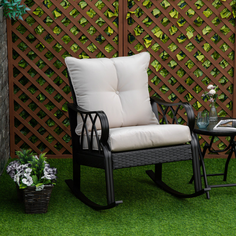 Chaise berçante confortable avec texture - berçant en aluminium, chaise d'extérieur kaki, design confortable. Courbe élégante, météo, plaisir