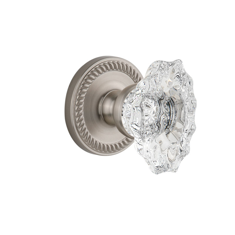 Bouton de porte Grandeur Newport Rosette, 2 3/4 po, Nickel satiné