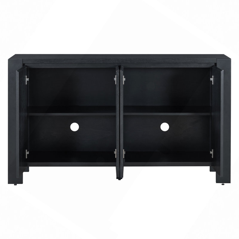 Buffet avec rangement, buffet en bois rétro à 4 portes avec finition vieillie et tablettes réglables pour la salle à manger, la cuisine et le salon