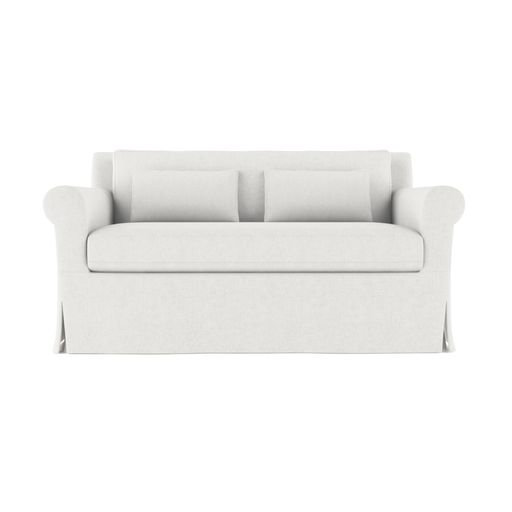 Causeuse à accoudoirs arrondis Ludlow, H 34 po x l 60 po x P 38 po, Velours moelleux blanc, Brun foncé