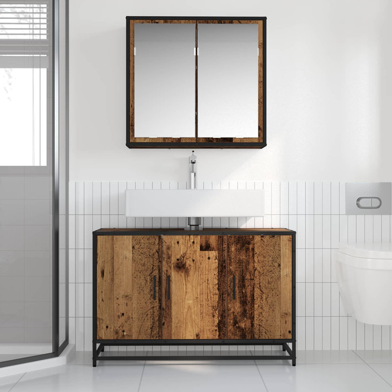 Bathroom Furniture Suite, Medium Wood