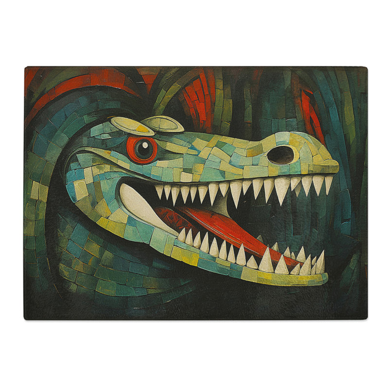 Crocodile Art Deco  Glass Chopping Board