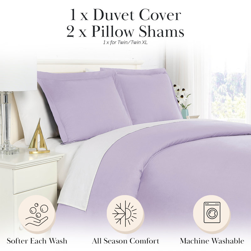 Housse de couette Southshore Basics de Southshore Fine Linens, coloris Evening Haze, en microfibre doublement brossée avec fermeture éclair invisible et attaches aux coins, 2 taies d'oreiller King, King/California King
