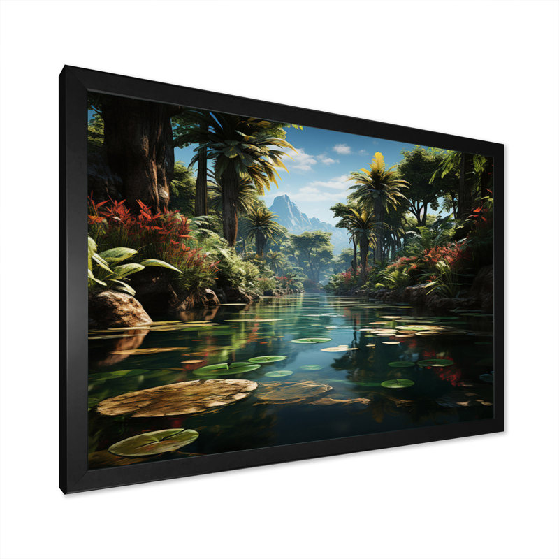 Oasis dominicaine dominicaine I - reproduction sur toile, H 12 po x l 20 po x P 1 po, Cadre photo noir