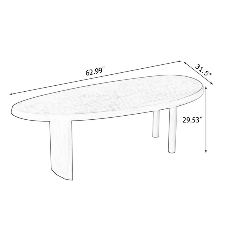 Table de salle à manger Brown, H 29,53 po x L 62,99 po x l 31,5 po