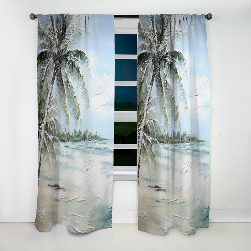 Palmier - Ocean View Paradise - Rideau palmiers - Rideau occultant à motif floral - 1 panneau, L 52 po x L 95 po