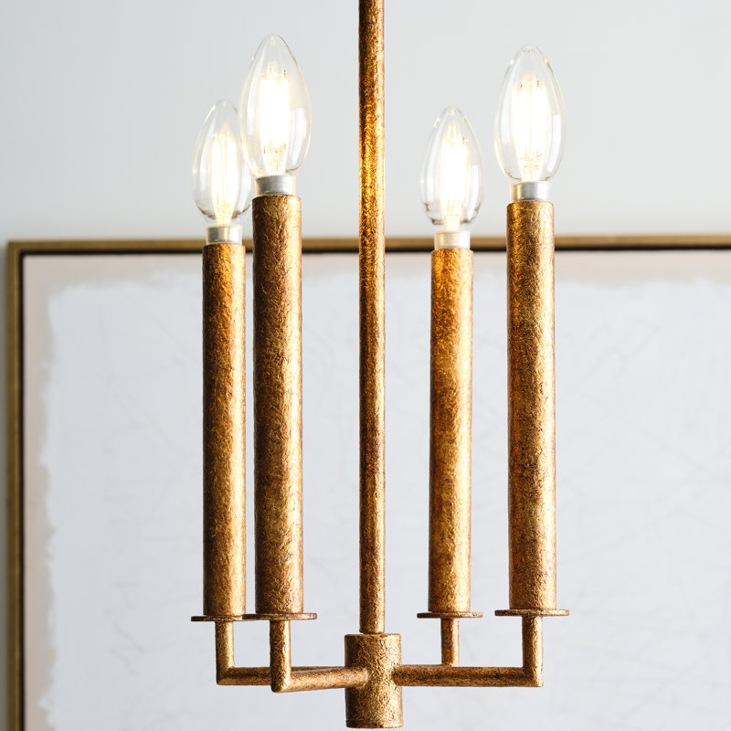 Ellen Degeneres Viota 4 Light Dining Room Entry Hallway Pendant, 96.25" H x 25" W x 25" D, Casted Gild