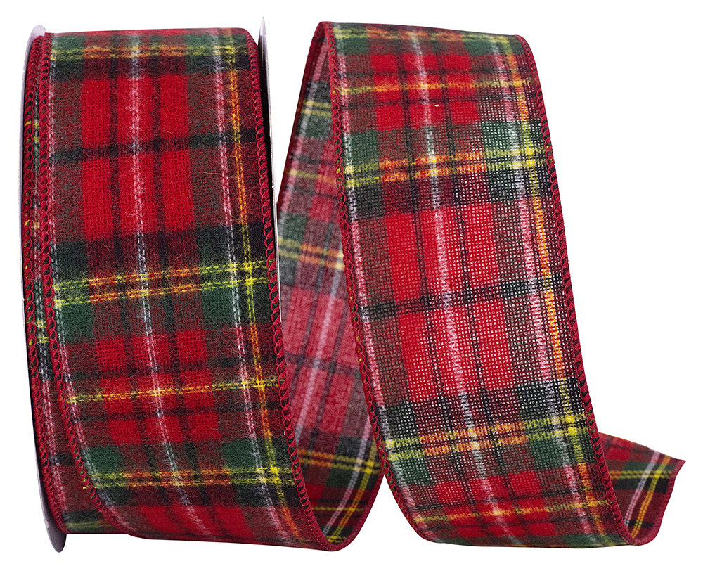 The Holiday Aisle® Flannel Brodick Plaid Wired Edge Ribbon