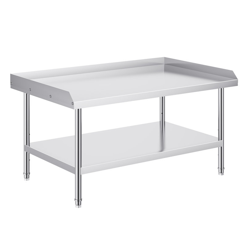 Table de travail en acier inoxydable de 26 po de hauteur avec 3 cloisons latérales et une tablette de hauteur