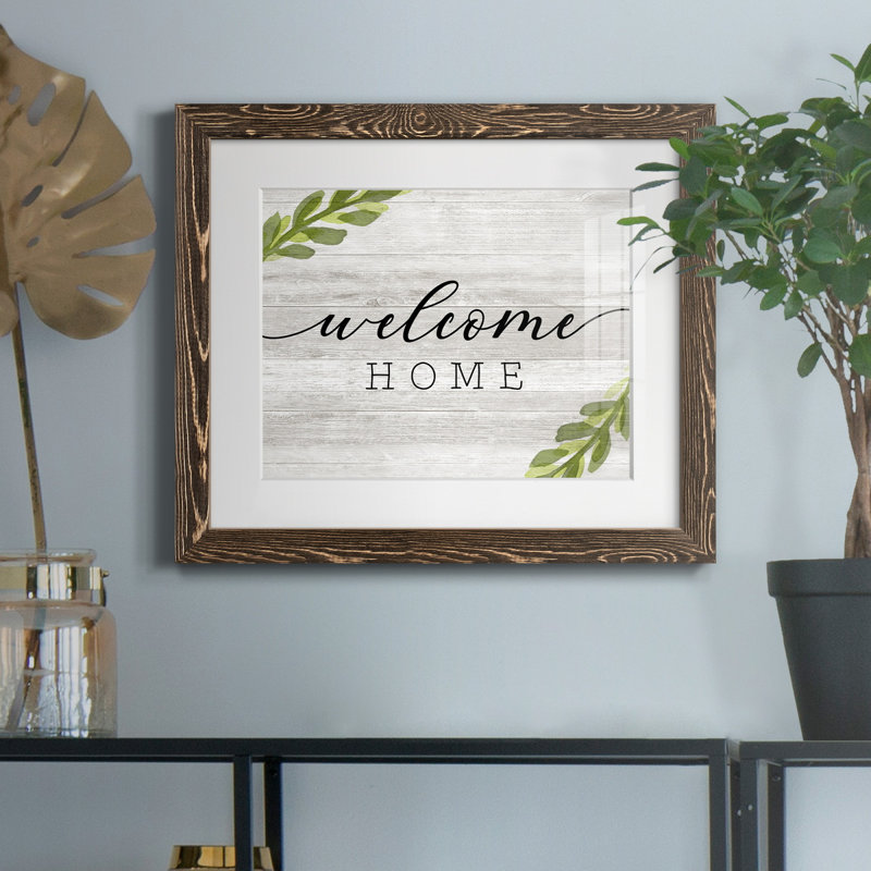 «Welcome Home», impression sur papier encadrée, H 24 po x l 18 po x P 1,5 po, Papier, cadre noyer