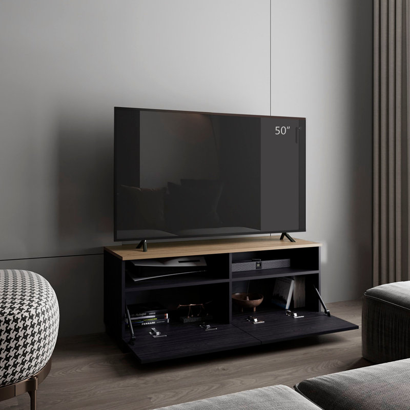 Colman Modern TV Stand With Open Shelves And Compact Profile, Minimalist Media Console For Living Room Or Bedroom