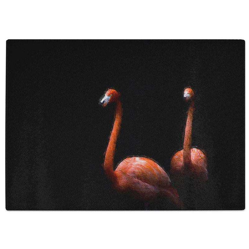 Tempered Glass Flamingos Chopping Board, 39 cm W x 28.5 cm L