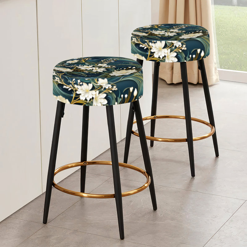 Lamdin - Ensemble de 2 tabourets de bar à motif floral
