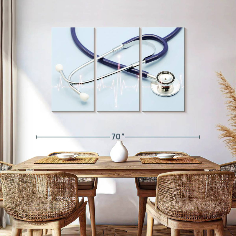 Stéthoscope médical, reproduction d'art sur toile, H 36 po x l 57 po x P 1,25 po