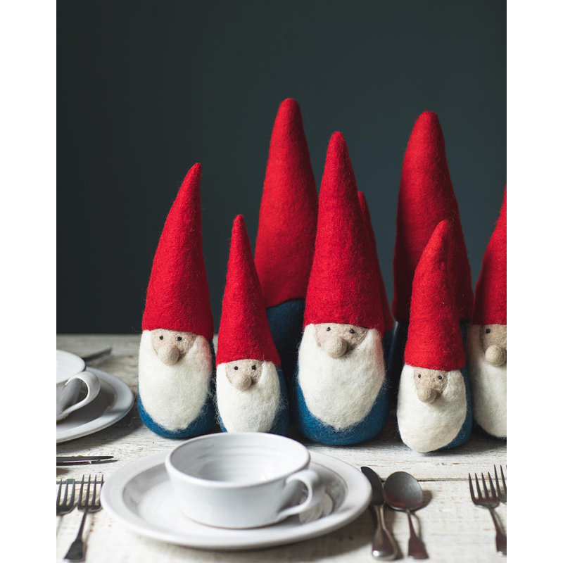 Nordic Felted Gnome, Medium: 12" H X 3.5" (diameter at base)