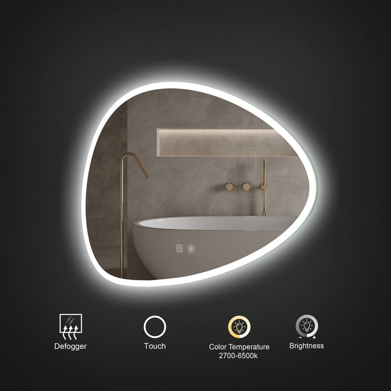Miroir à DEL Felix 32 po x 22 po avec température réglable de 2700 K à 6500 K, luminosité à intensité variable, comprend désembueur, réglages de mémoire