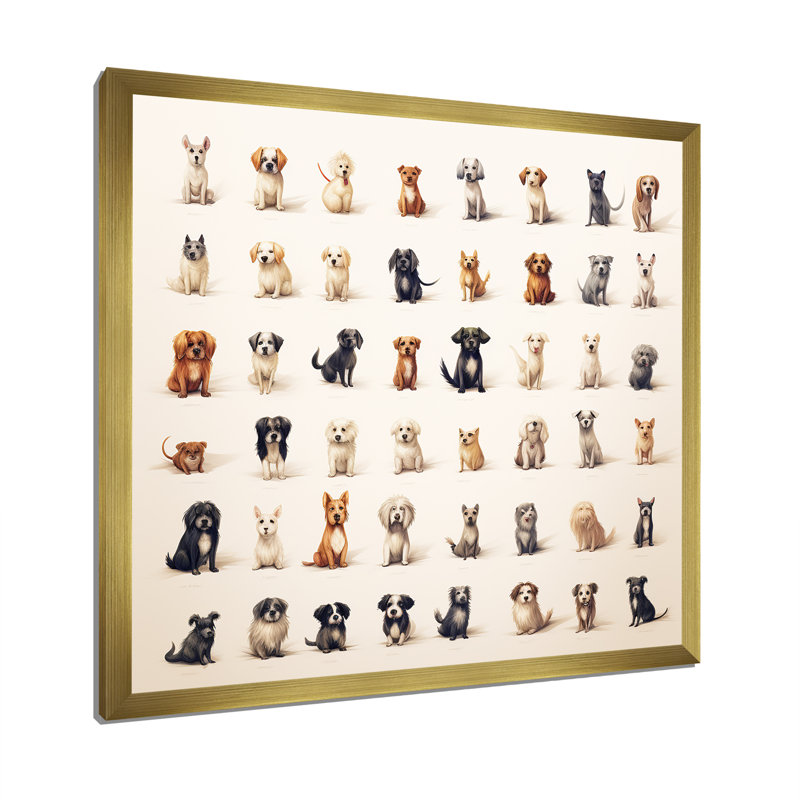 Reproduction d'art mural gris pour enfants, Cadre doré simple, H 16 po x l 16 po x P 1 po