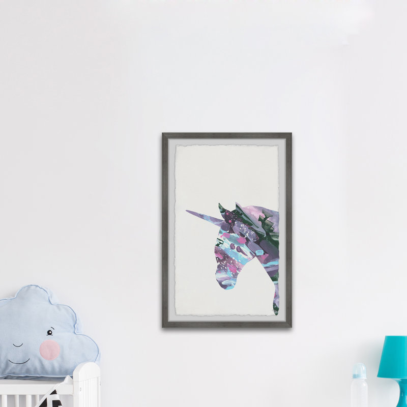 Reproduction encadrée de la licorne de MIGEL II, H 30 po x l 20 po