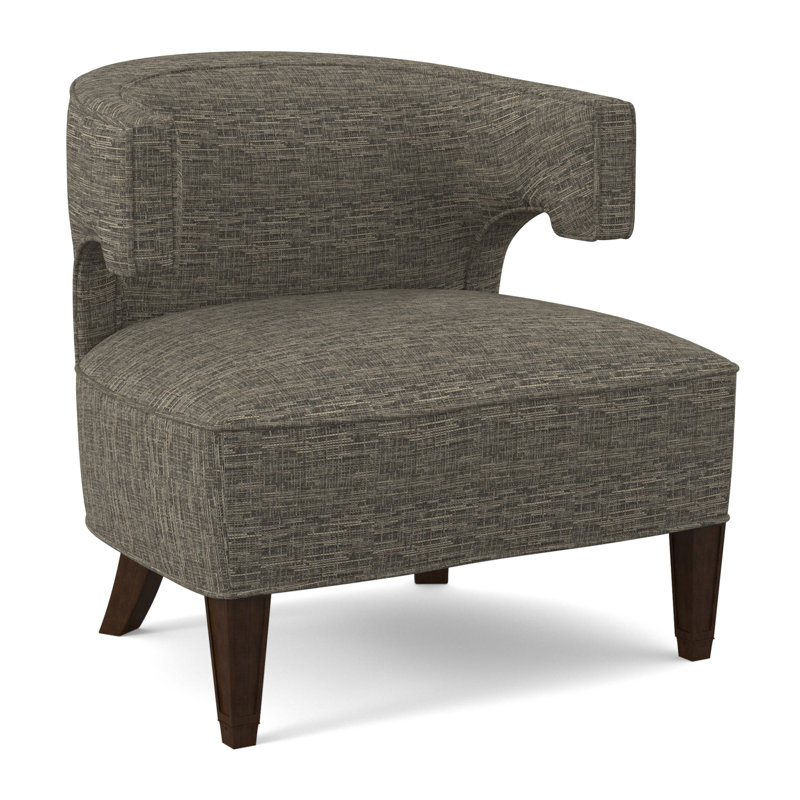 Laurel Barrel Chair, American Walnut, Filigree Ivory 100% Polyester
