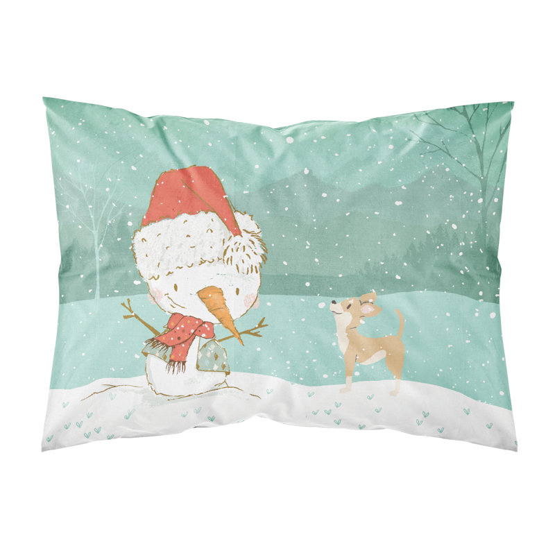 Taie d’oreiller de noël bonhomme de neige, Chihuahua brun clair