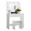 Ensemble coiffeuse en bois massif avec tabouret et miroir-555868657