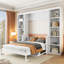 Lit escamotable double avec bureau et bibliothèque, blanc-1817246979