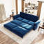 Canapé Chesterfield, canapé-lit gigogne de 93,7 po, canapé-lit convertible en velours 3 en 1 avec garniture cloutée et accoudoirs roulés, canapé-lit multifonctionnel pour salon, chambre à coucher, appartement, bureau, bureau, bleu
