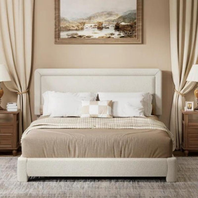 Upholstered Bed Frame With Headboard, No Box Spring Required
