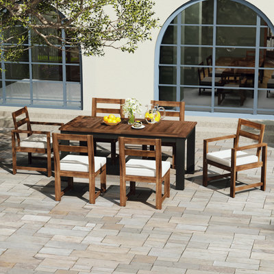 Table de patio et chaises d'extérieur 7 pièces