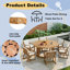 Ensemble de salle à manger 7 pièces pour l'extérieur, table en bois massif avec 6 chaises rembourrées, style rustique avec trou pour parasol, convient aux jardins et aux patios-779553072