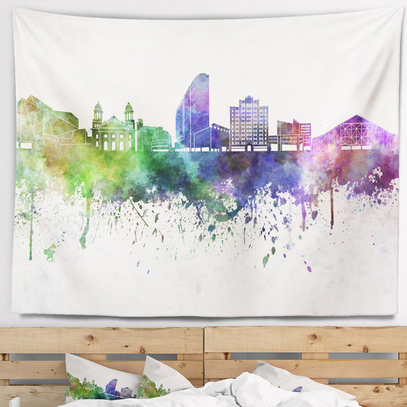 Tapisserie de san jose skyline Cityscape, H 32 po x l 39 po