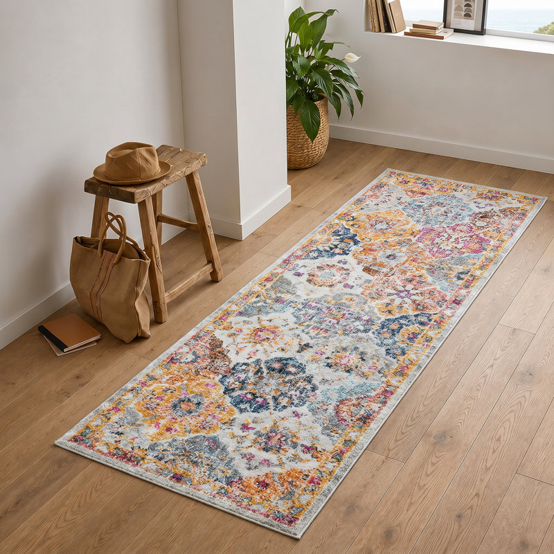 Sterne Machine Woven Beige/Blue/Orange/Pink/Teal/Yellow Indoor Rug, Runner 80 x 365 cm