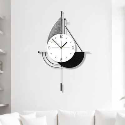 Fairlaine Decorative Pendulum Wall Clock, 24" Abstract, Silent Analog Metal Clock Home Office Decor, Gifts