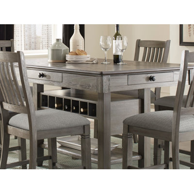 Counter Height Set Solid Wood 7 Pieces Antique Gray - Counter Height Design