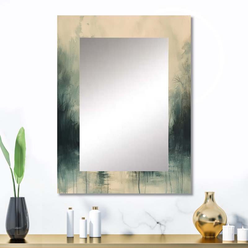 Cranes in the Misty Marsh III - miroir héron, miroir mural gris unique, impression d'art en métal, 32 po x 24 po