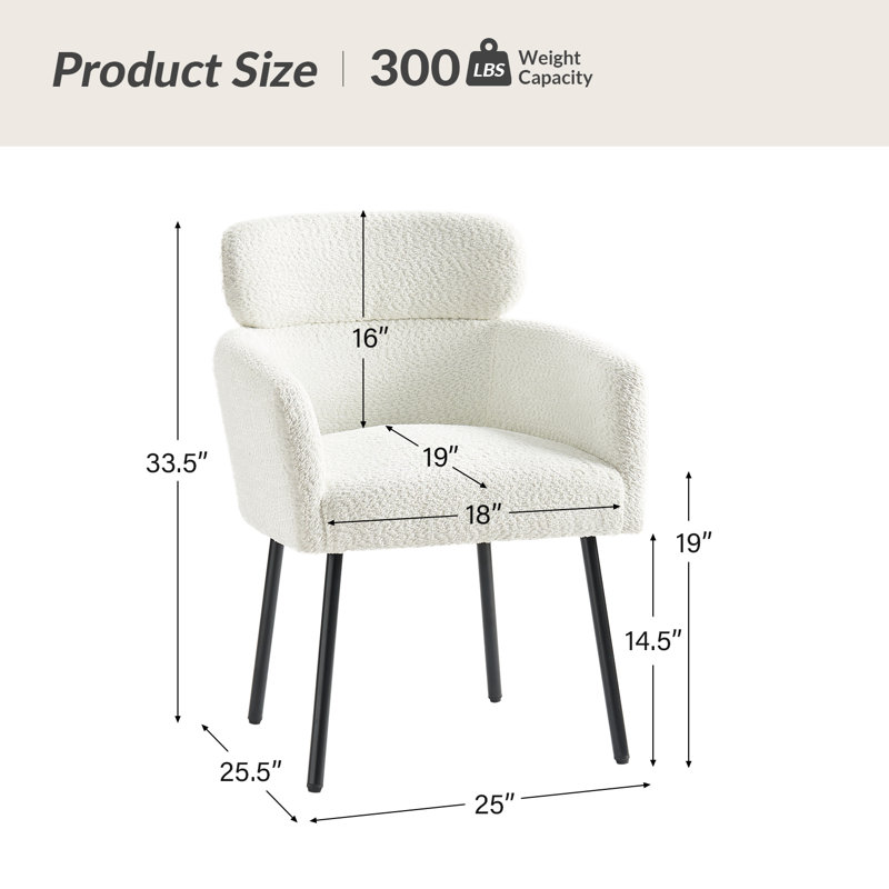 Turgeon Boucle Dining Chair with Adjustment Feet, Ivory
