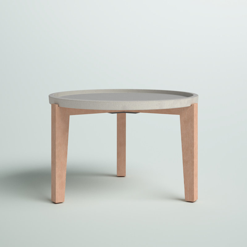Summerfield Round Concrete Outdoor Side Table, 28.7" L x 28.7" W, Light Gray