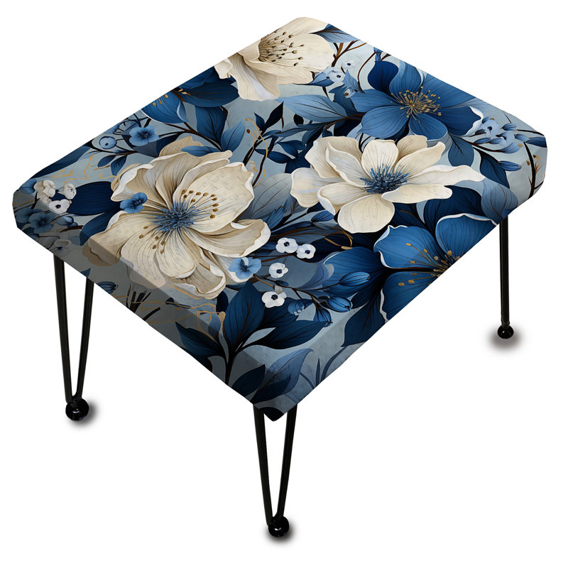 Blue Oasis Floral Blossoms - Repose-pieds rectangulaire floral