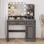 Bureau de coiffeuse avec miroir à DEL, tiroirs de rangement et prises de courant intégrées-1866116226